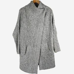 RDI Batwing Cardigan Gray & White Tweed Long and Roomy Size Large